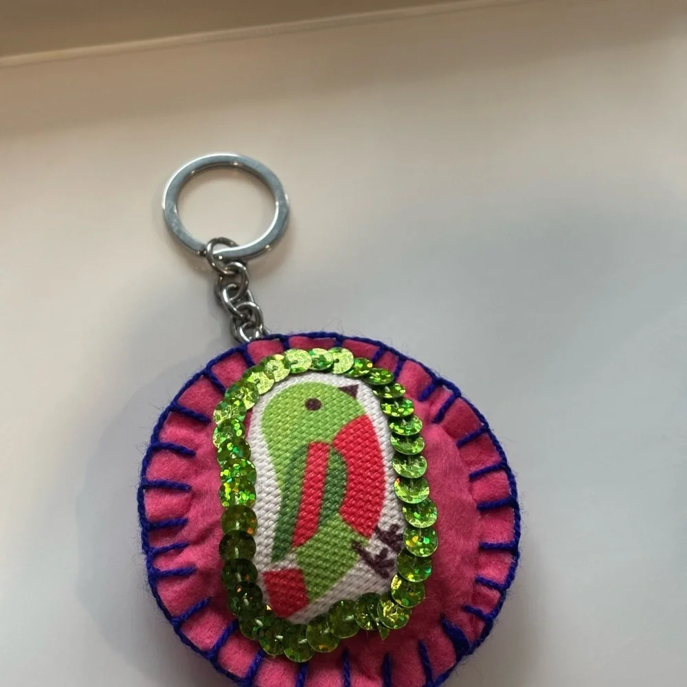 Colorful Bird Keychain with Sequins